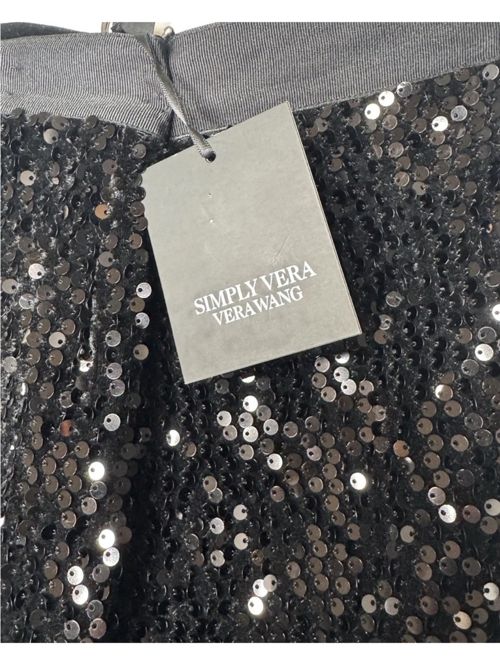 NWT SIMPLY VERA WANG Black Sequin Front velvet Velour Pencil Skirt Womens XXL - Picture 4 of 8